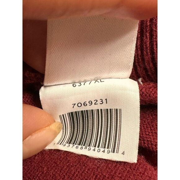 CeCe Cynthia Steffe Pullover Sweater Womens XL Burgundy Sheer Clip Dot Sleeves - Picture 10 of 11